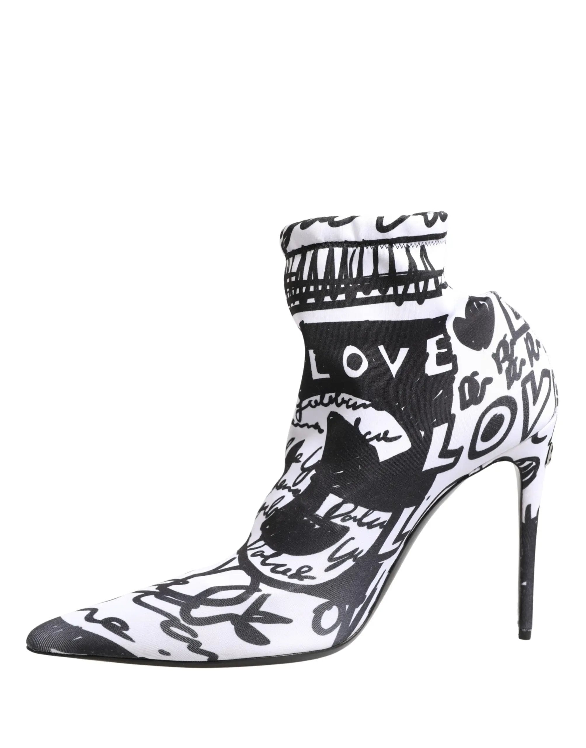 Bottes Dolce & Gabbana Blanches en Tissu Extensible à Graffitis