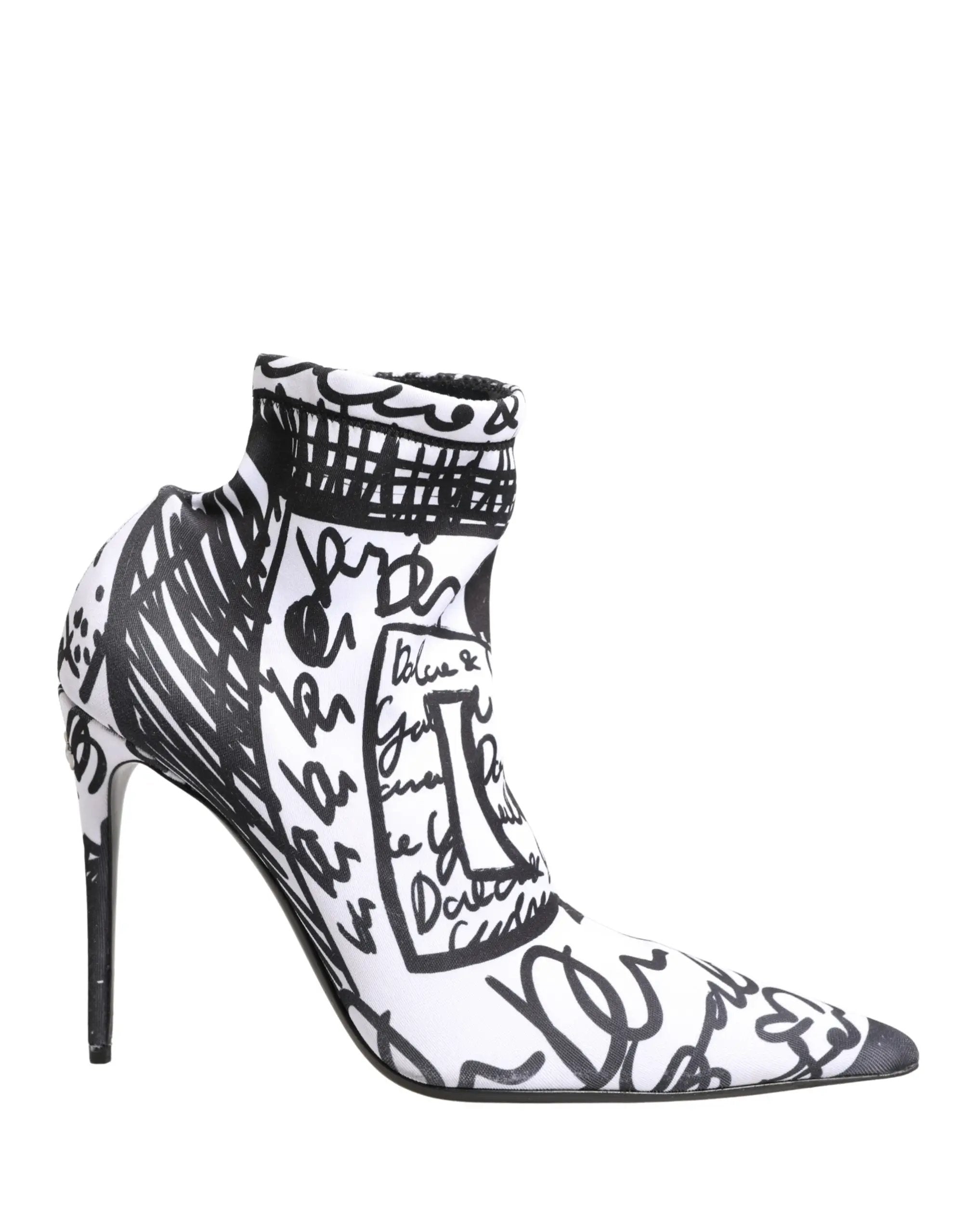 Bottes Dolce & Gabbana Blanches en Tissu Extensible à Graffitis