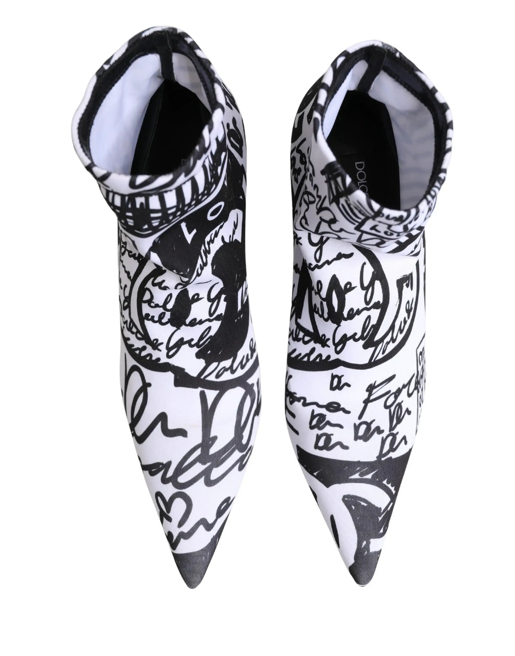 Bottes Dolce & Gabbana Blanches en Tissu Extensible à Graffitis