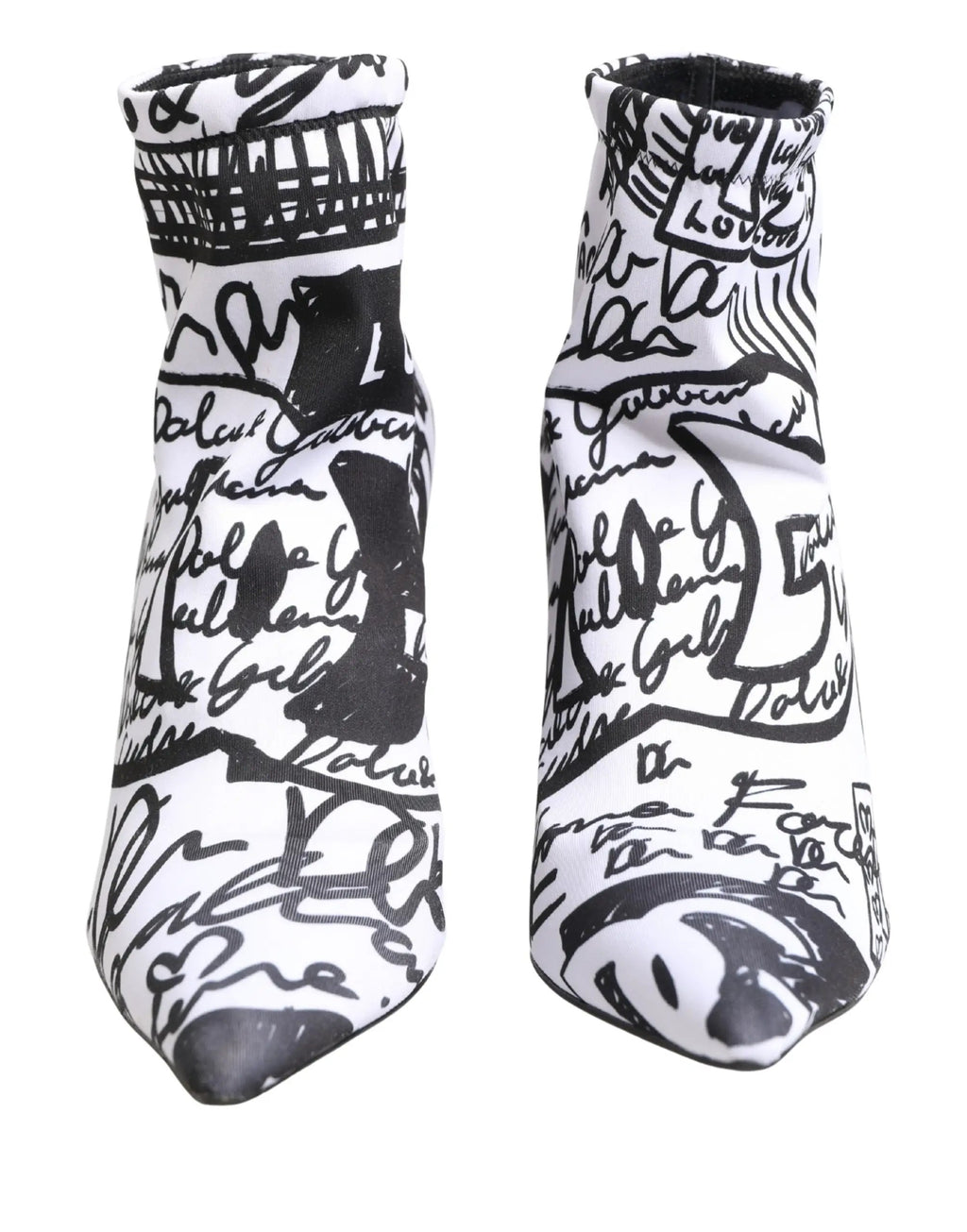 Bottes Dolce & Gabbana Blanches en Tissu Extensible à Graffitis