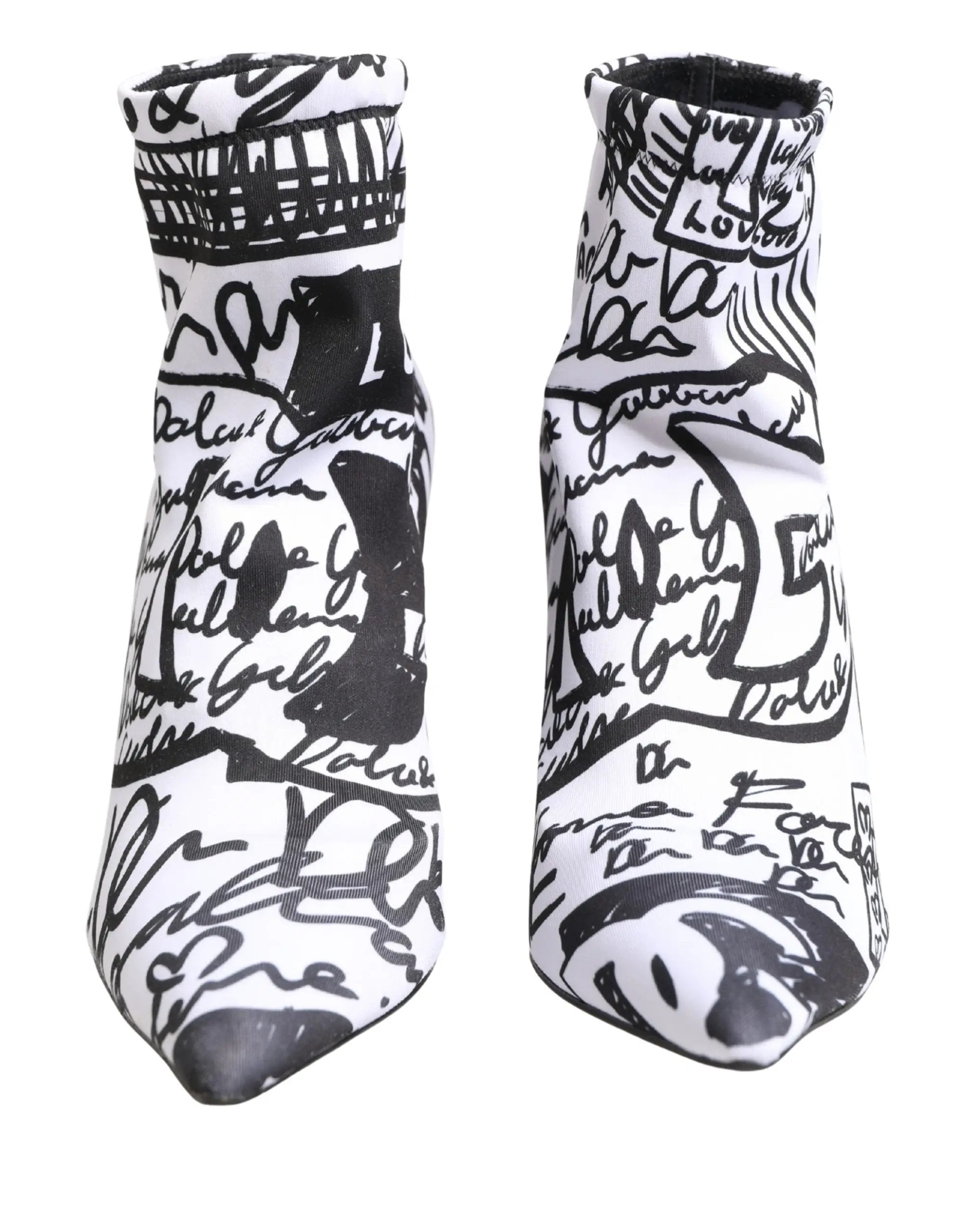 Bottes Dolce & Gabbana Blanches en Tissu Extensible à Graffitis
