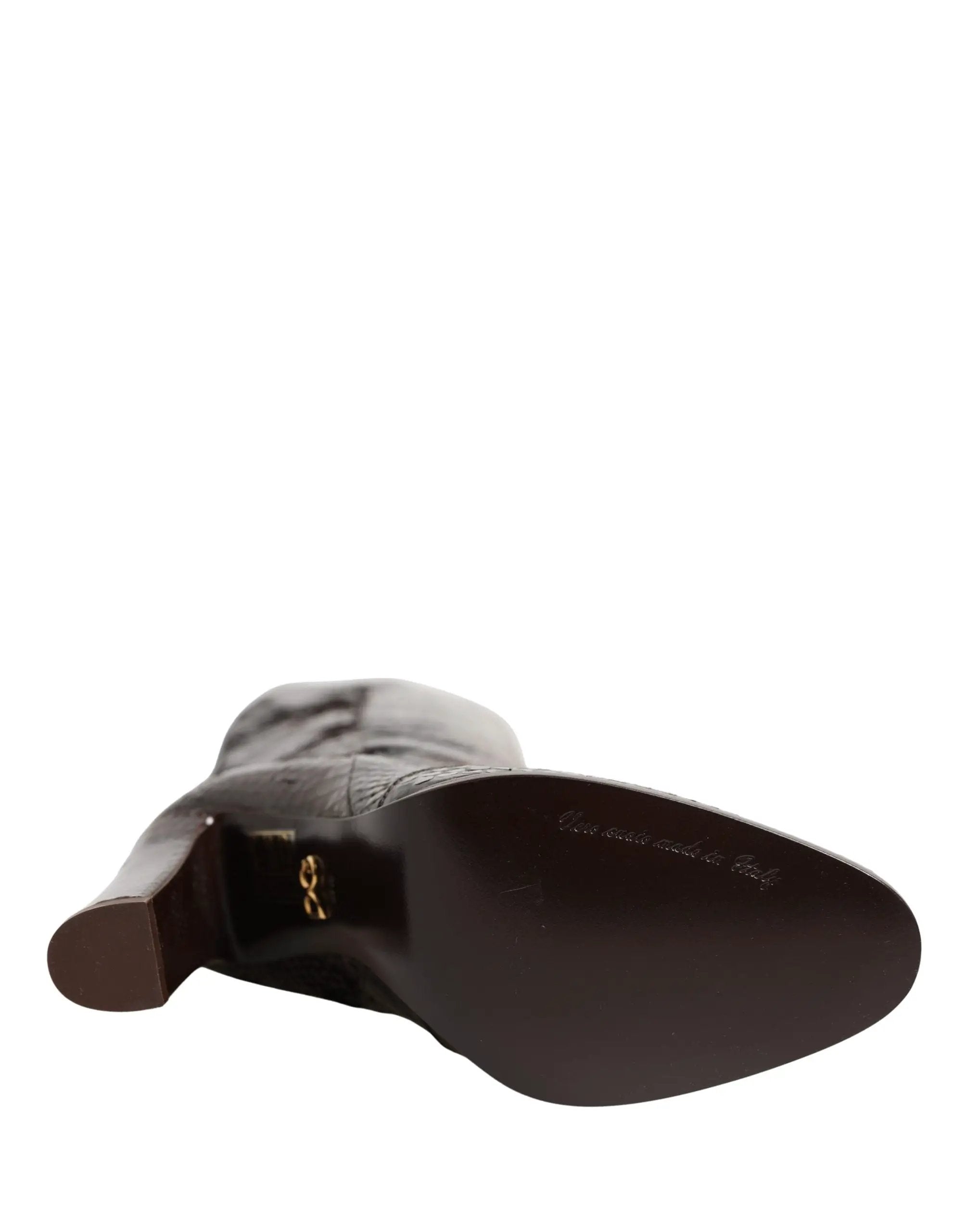 Bottes hautes Dolce & Gabbana en cuir exotique marron