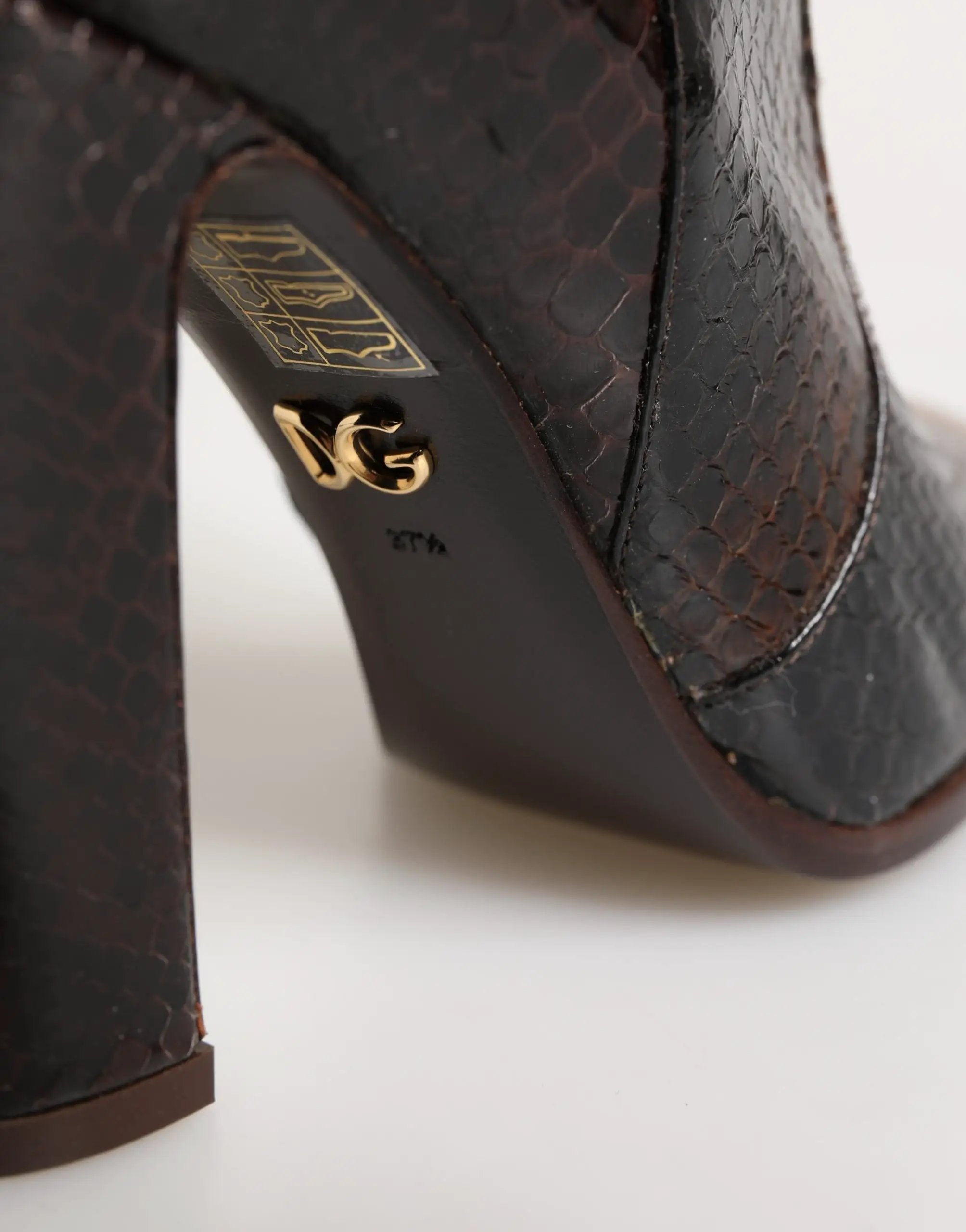 Bottes hautes Dolce & Gabbana en cuir exotique marron