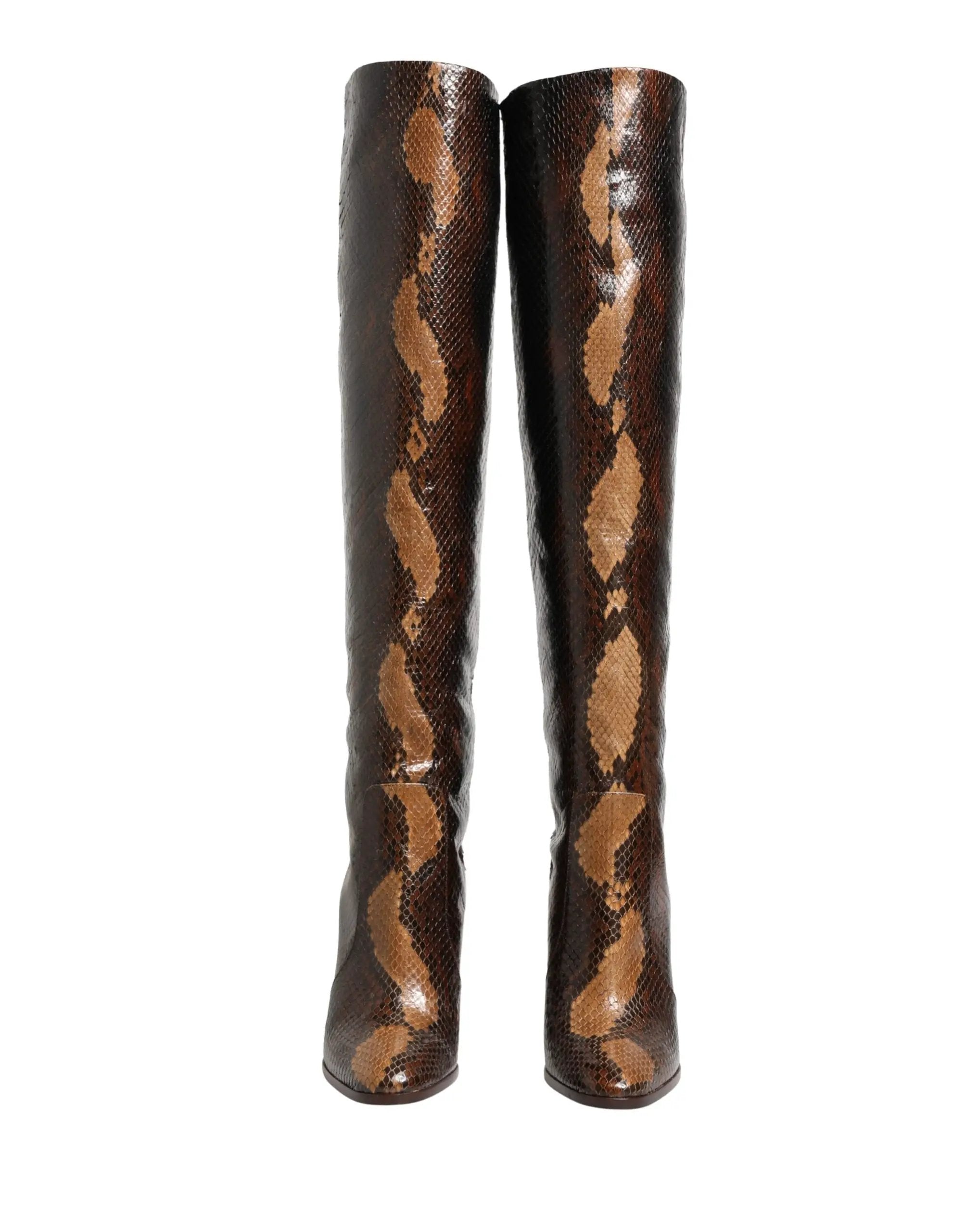 Bottes hautes Dolce & Gabbana en cuir exotique marron