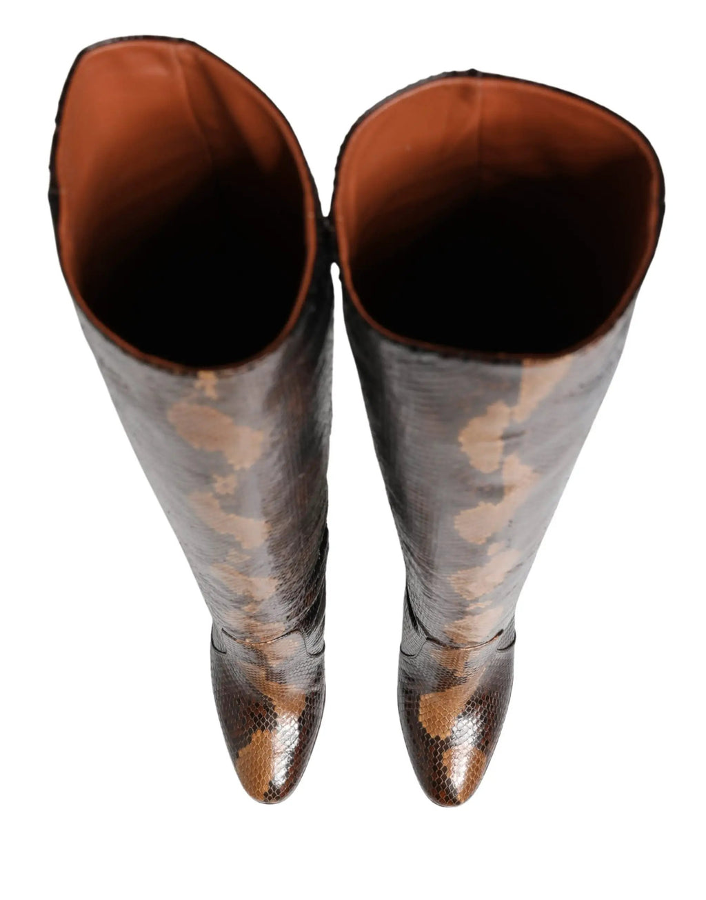 Bottes hautes Dolce & Gabbana en cuir exotique marron