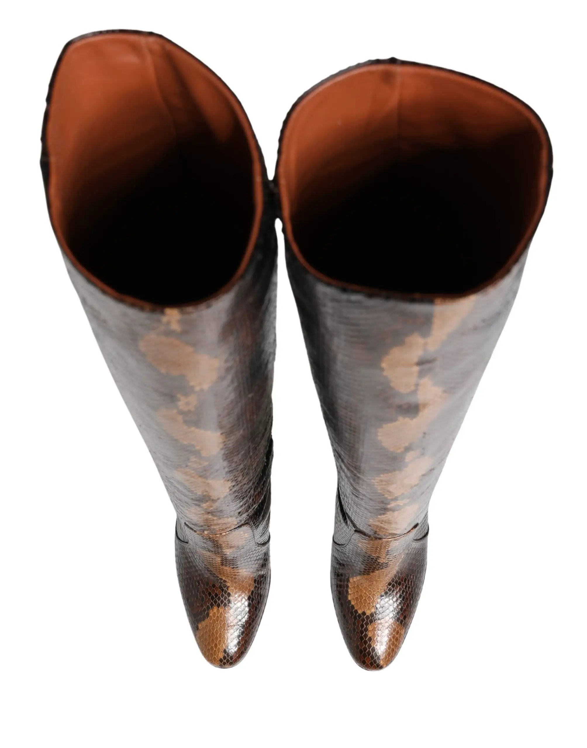 Bottes hautes Dolce & Gabbana en cuir exotique marron