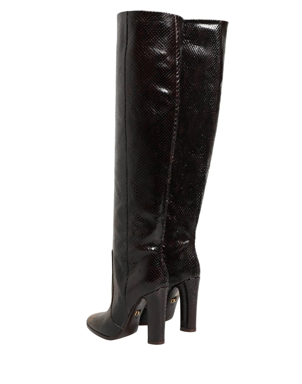 Bottes hautes Dolce & Gabbana en cuir exotique marron