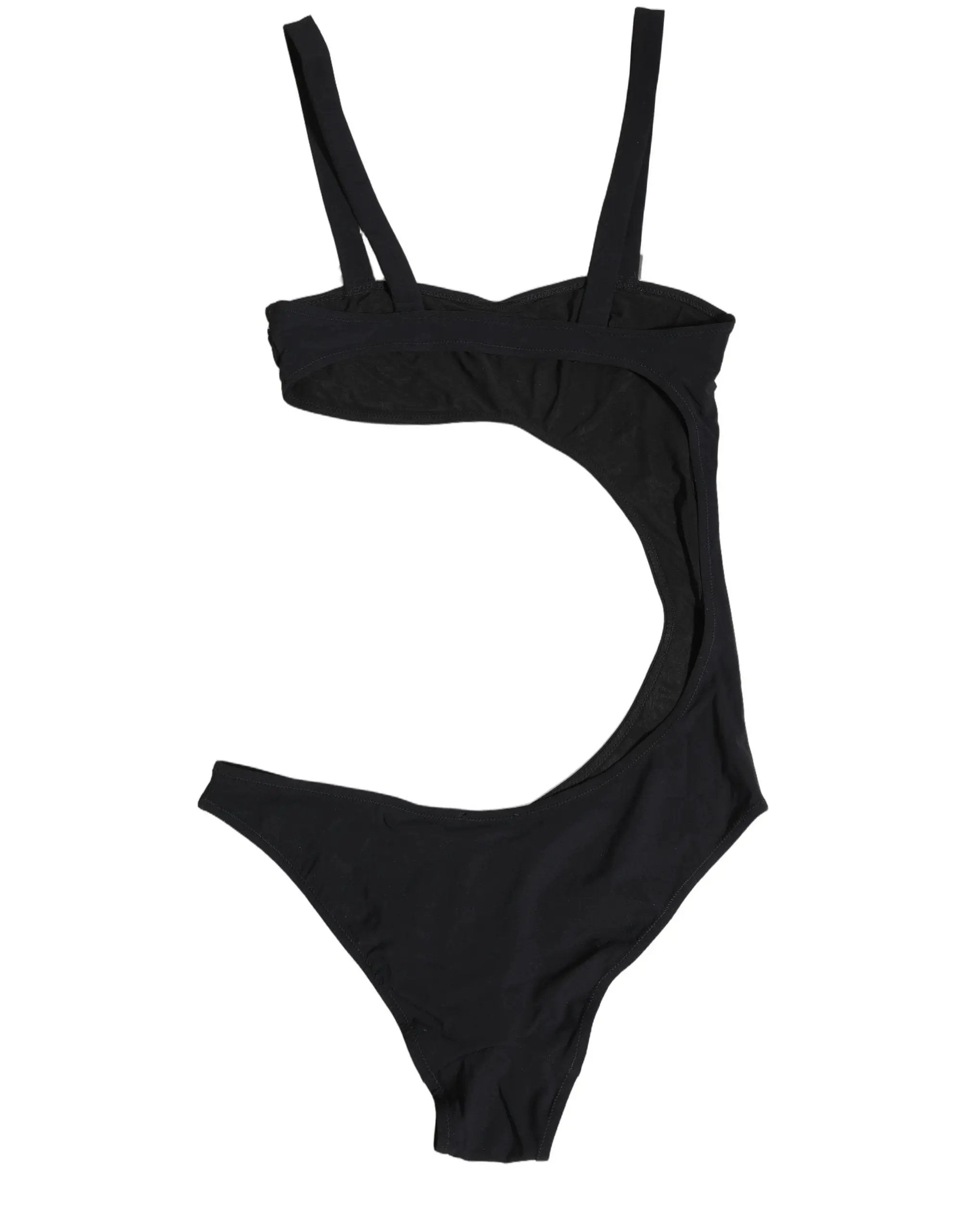 Dolce & Gabbana Black Embellished Cutout Bandeau One Piece Swimwear