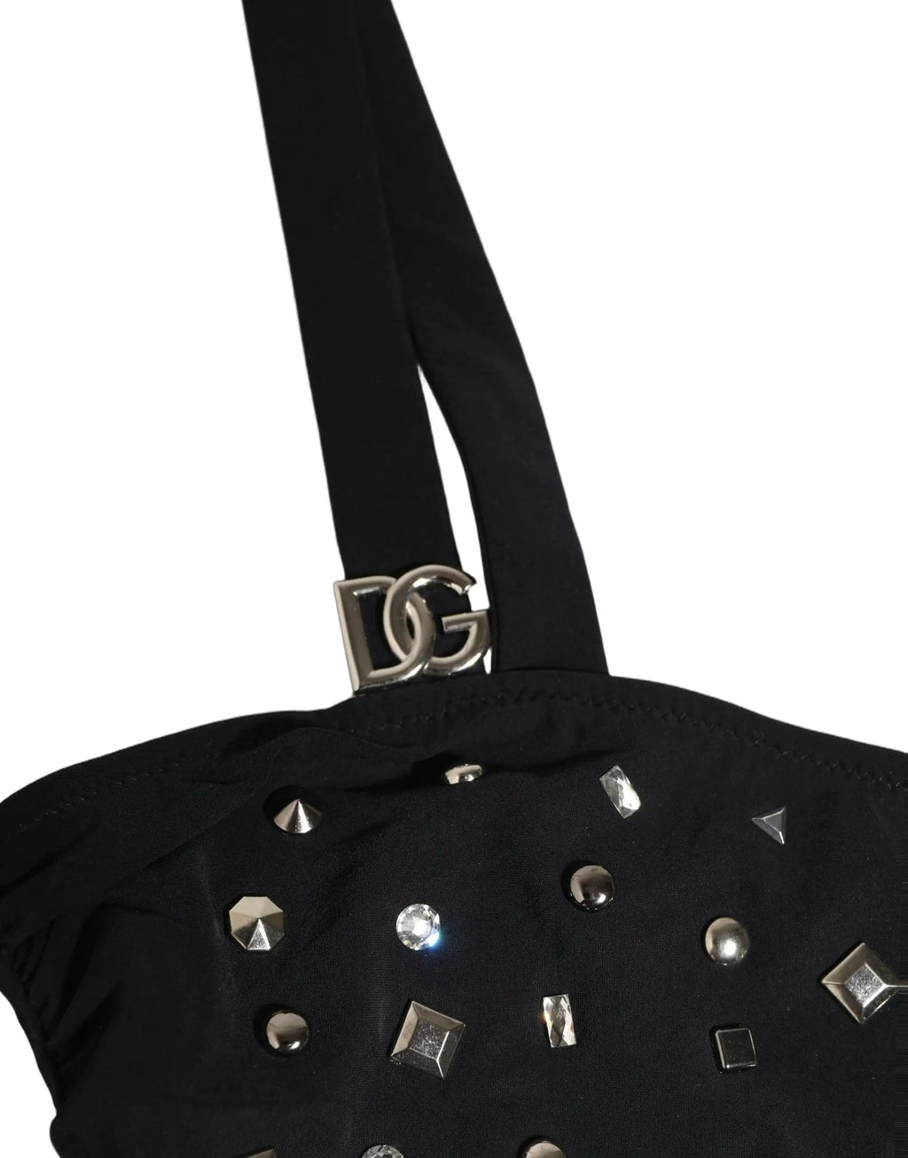 Dolce & Gabbana Black Embellished Cutout Bandeau One Piece Swimwear