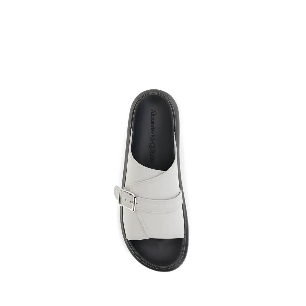 Alexander McQueen Gray Calf Leather Bos Taurus Platform Sandals