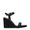 Gianvito Rossi Black Leather Wedge Sandals