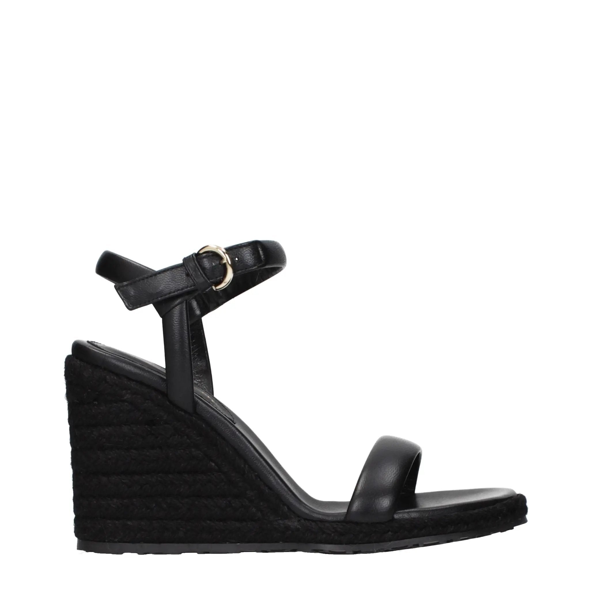 Gianvito Rossi Black Leather Wedge Sandals