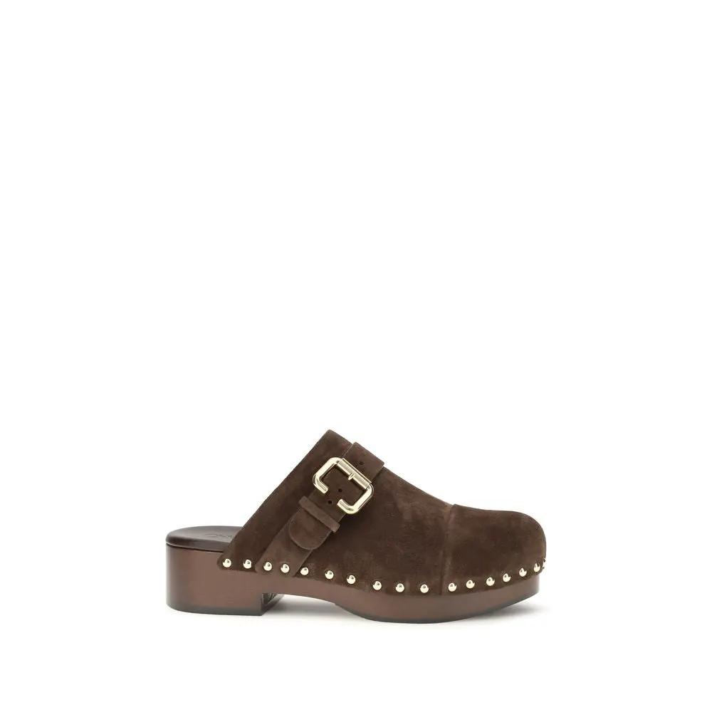 Chloé Brown Calf Leather Bos Taurus Clogs