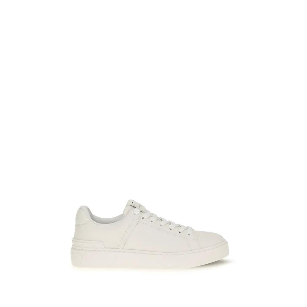 Balmain White Calf Leather Bos Taurus Athletic Sneakers