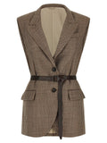 Brunello Cucinelli Beige Virgin Wool Sleeveless Jacket