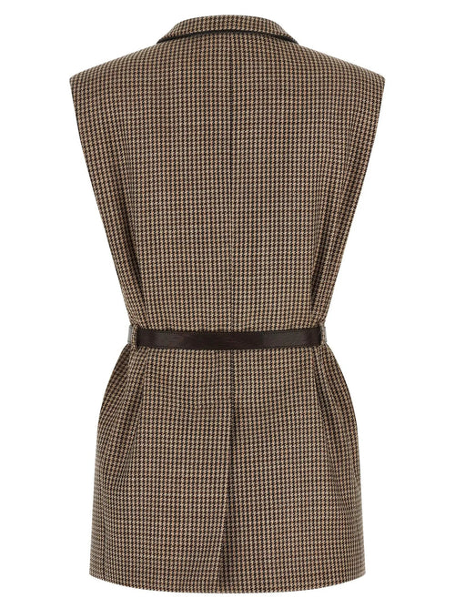 Brunello Cucinelli Gilet sans manches beige en laine vierge