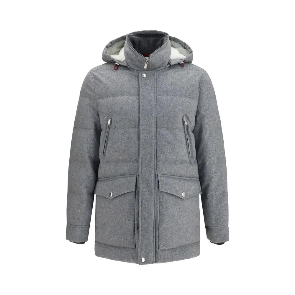 Brunello Cucinelli Gray Cashmere Full-Length Jacket