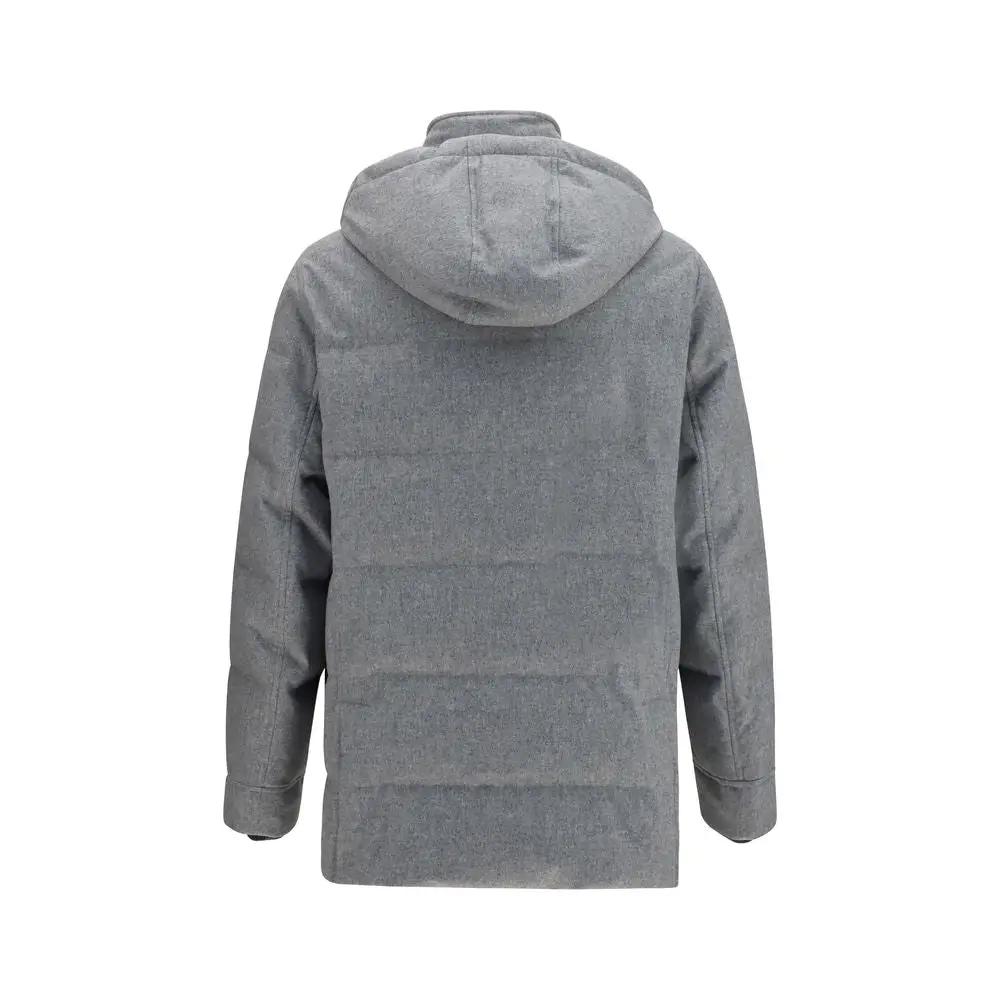 Brunello Cucinelli Gray Cashmere Full-Length Jacket