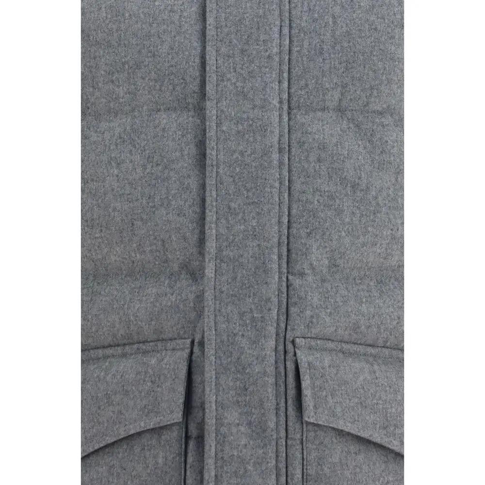 Brunello Cucinelli Gray Cashmere Full-Length Jacket