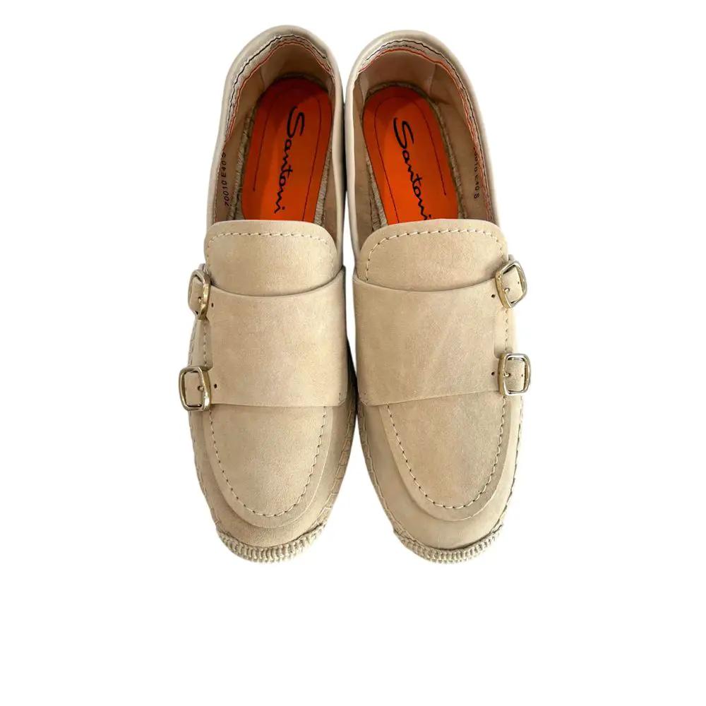 Santoni Beige Leather Women Sandal