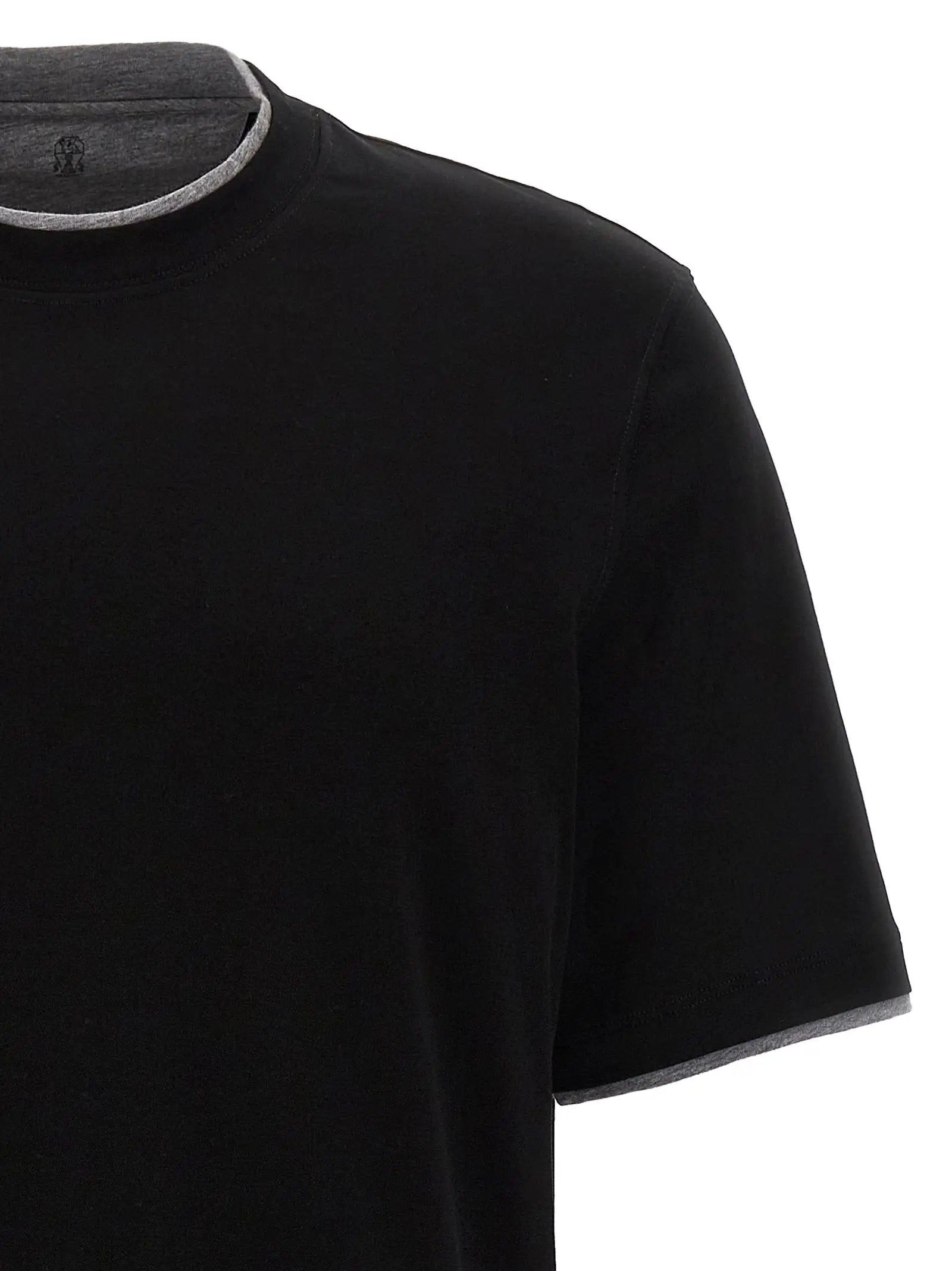 T-shirt en coton noir Brunello Cucinelli