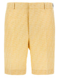 Fendi Bicolor Linen Bermuda Shorts