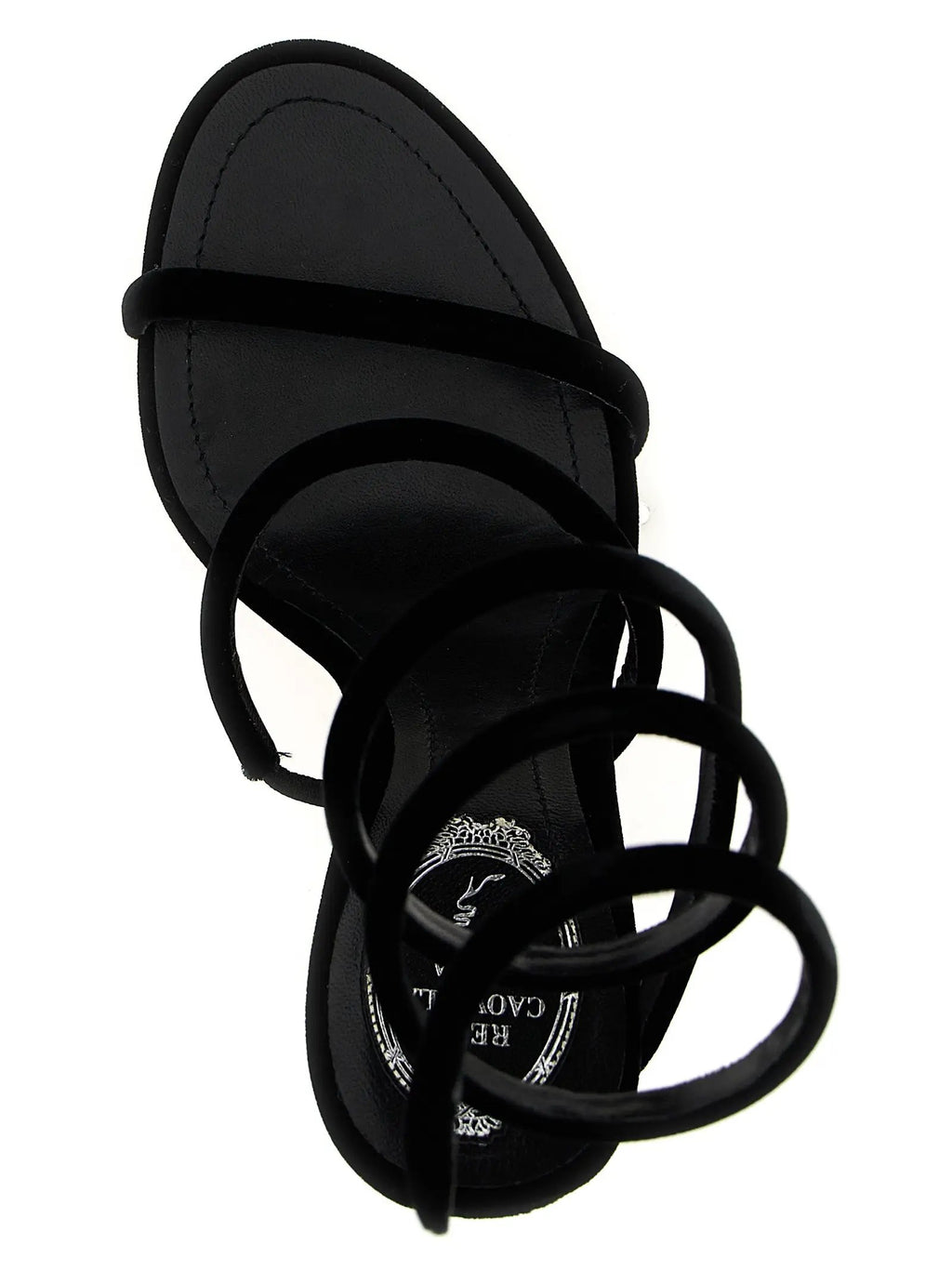 RENE CAOVILLA Black Textile Stiletto Heel Sandals