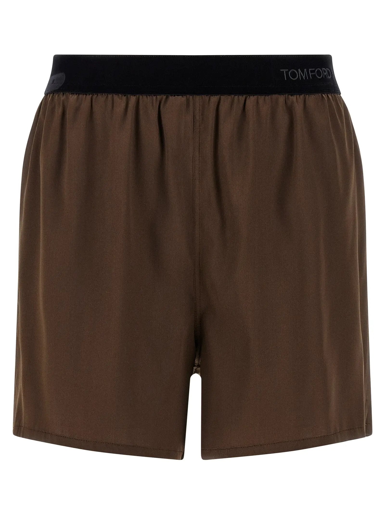 Tom Ford Brown Silk Bermuda Shorts