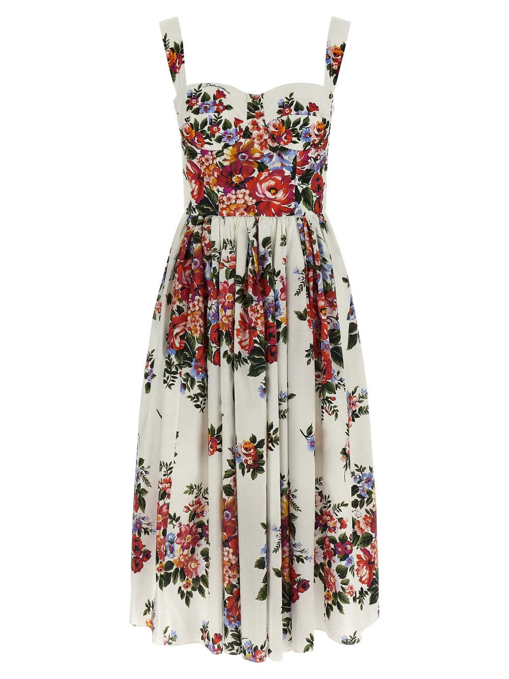 Robe midi en coton blanc Dolce & Gabbana