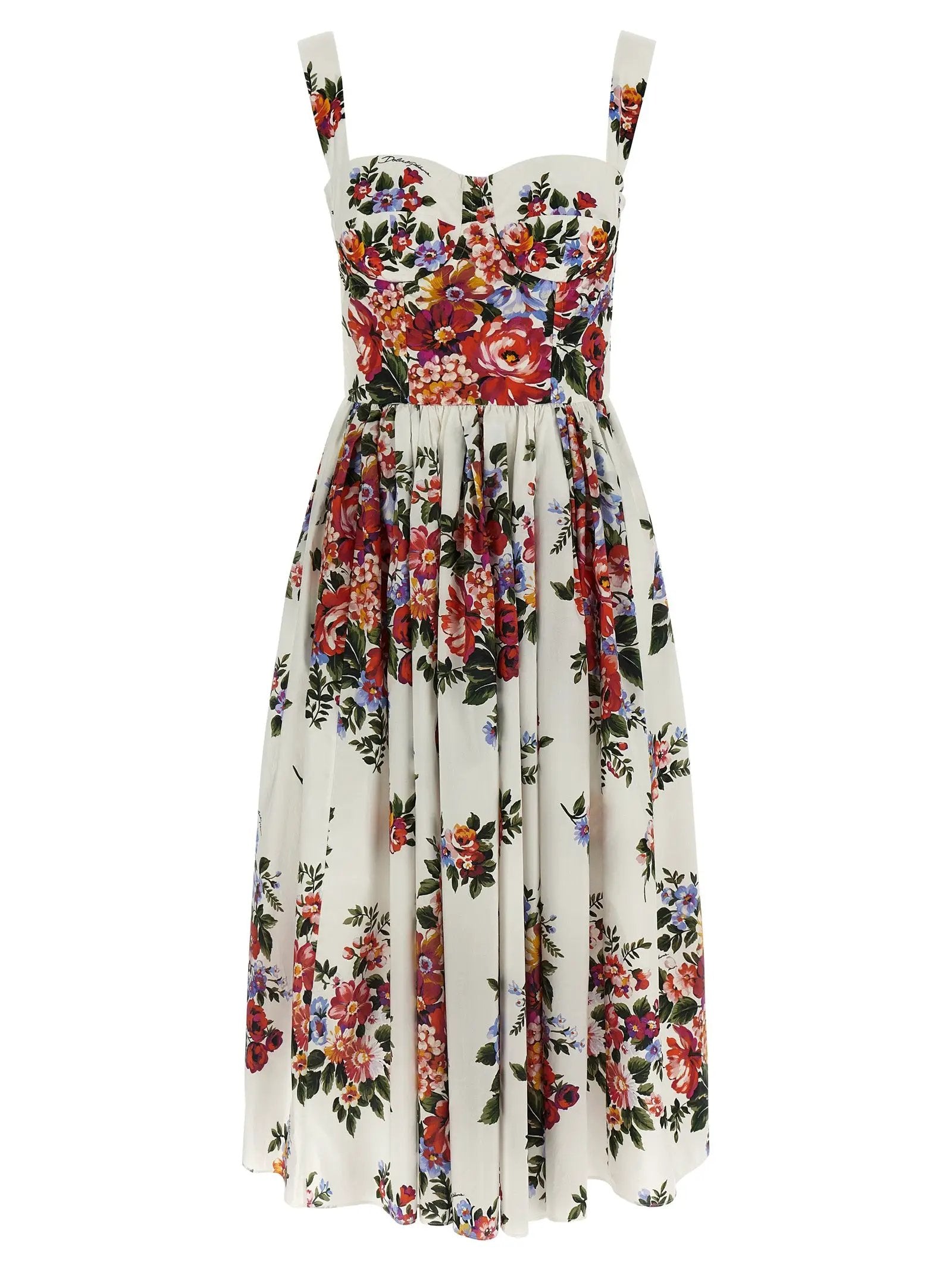 Robe midi en coton blanc Dolce & Gabbana
