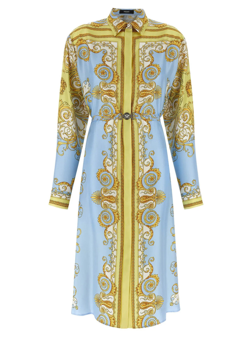 Versace Blue Silk Midi Dress