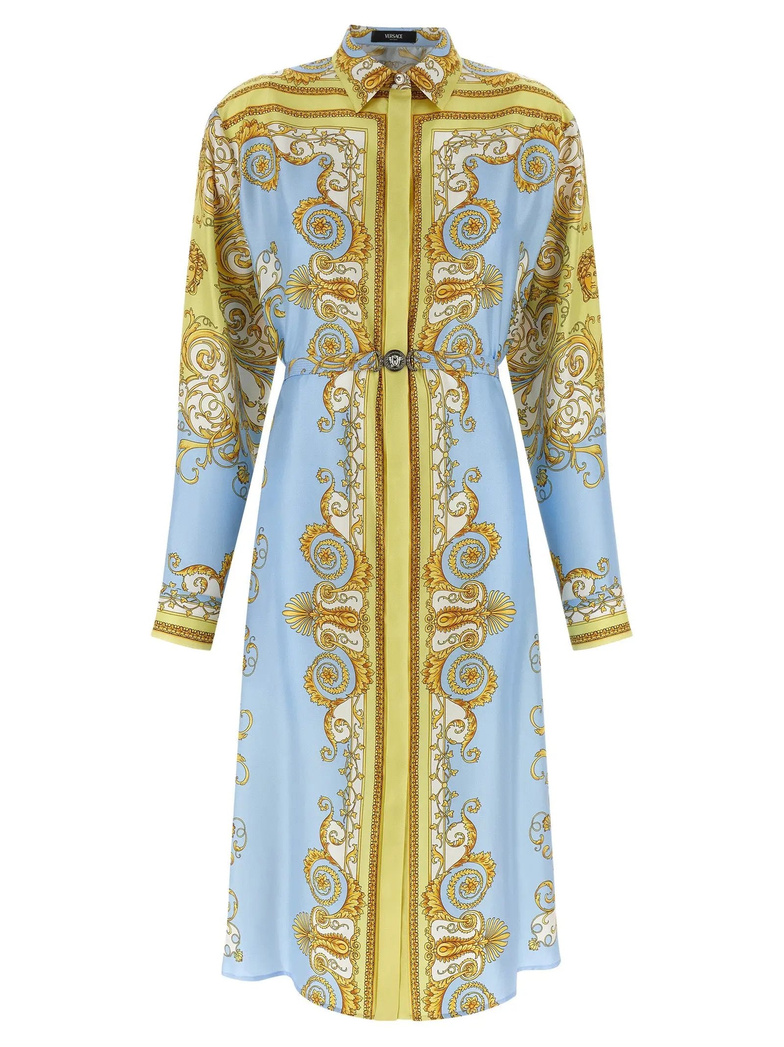 Versace Blue Silk Midi Dress