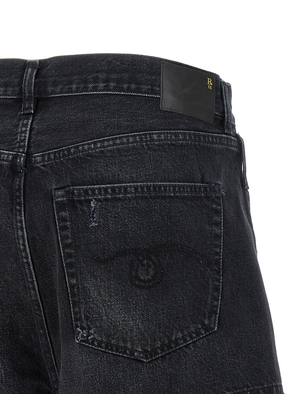 R13 Black Cotton Bermuda Shorts