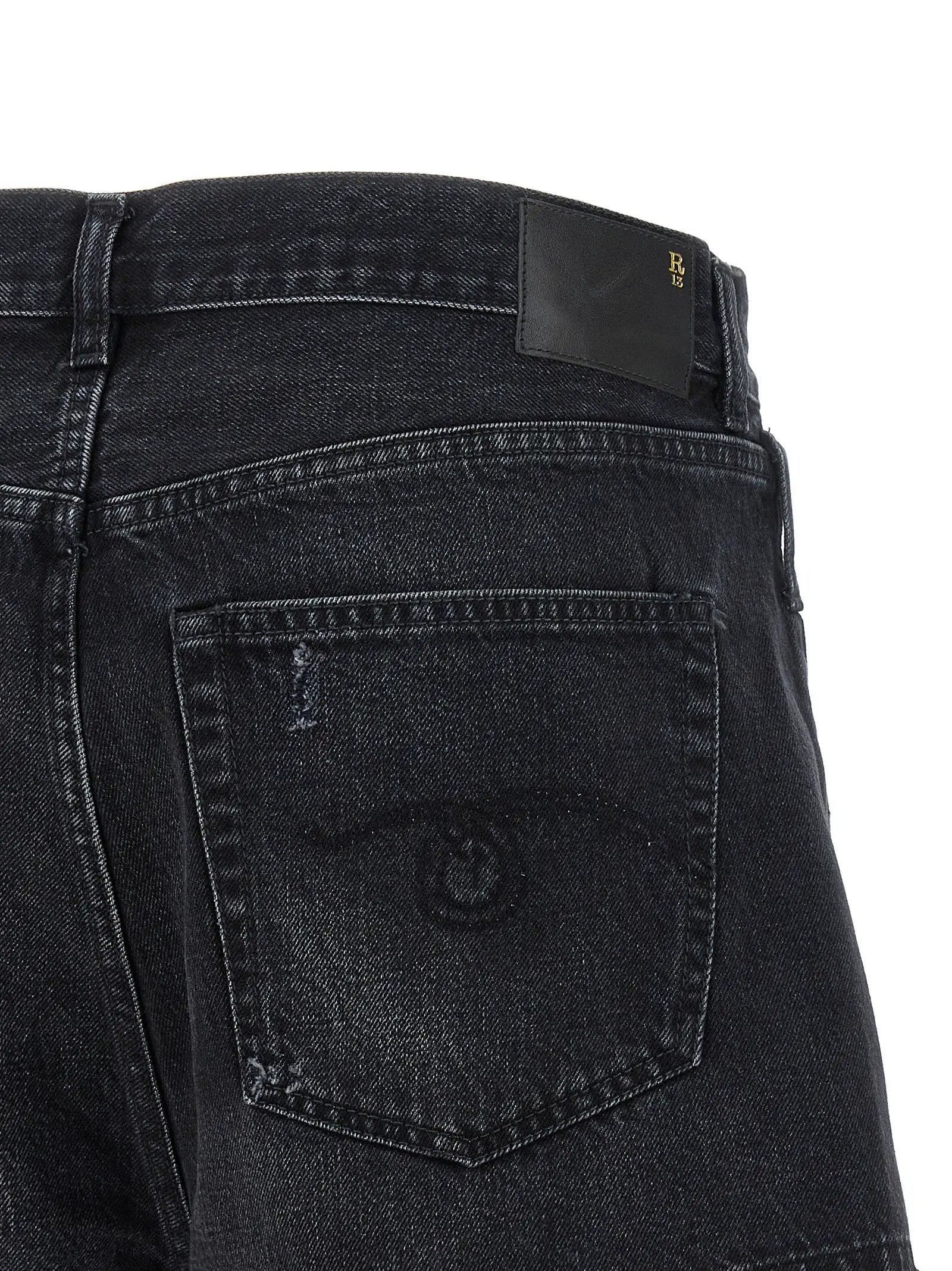 R13 Black Cotton Bermuda Shorts