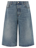 Ami Paris Blue Cotton Bermuda Shorts