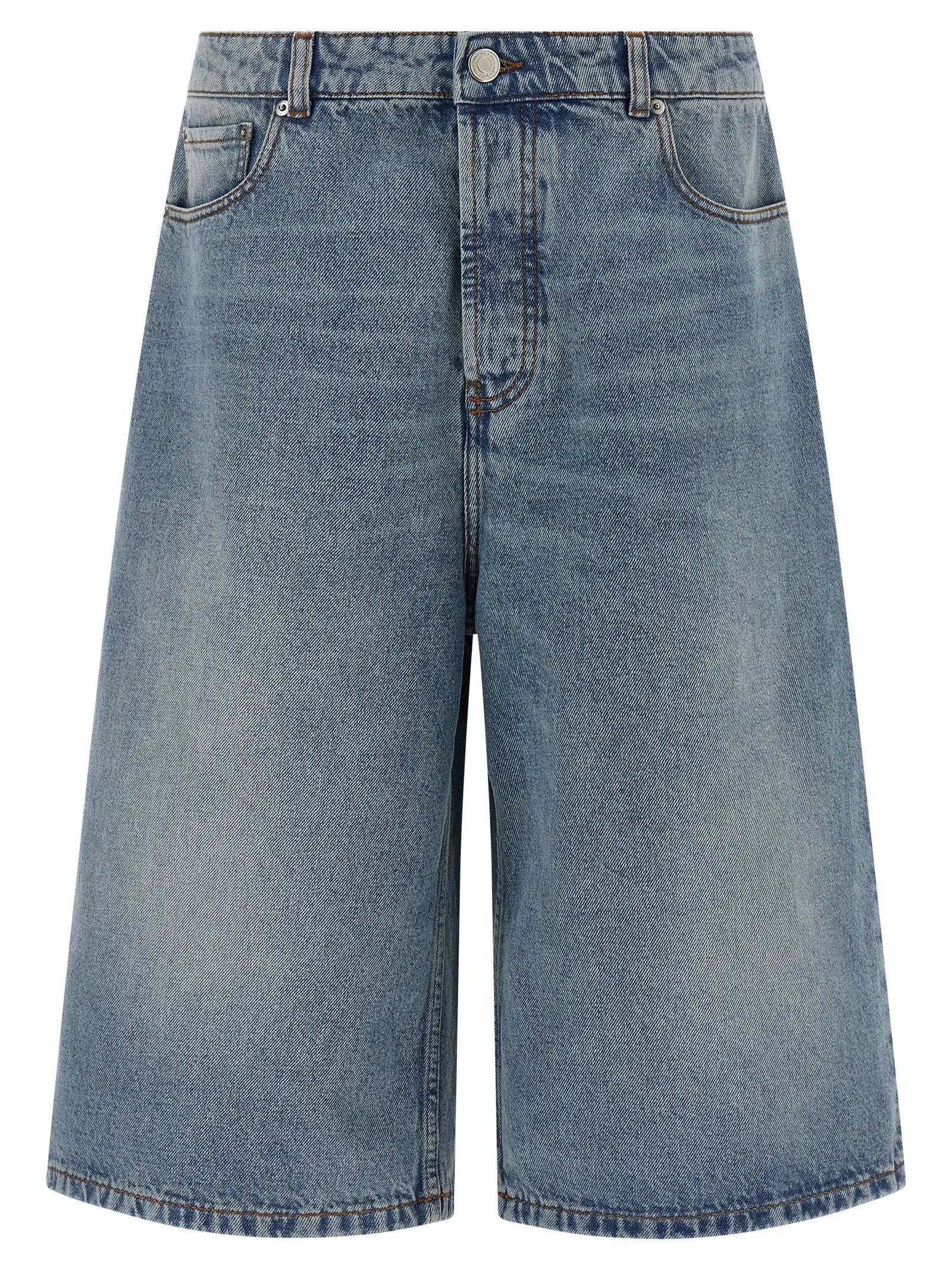 Ami Paris Blue Cotton Bermuda Shorts