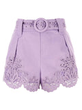 FARM RIO Purple Linen Bermuda Shorts