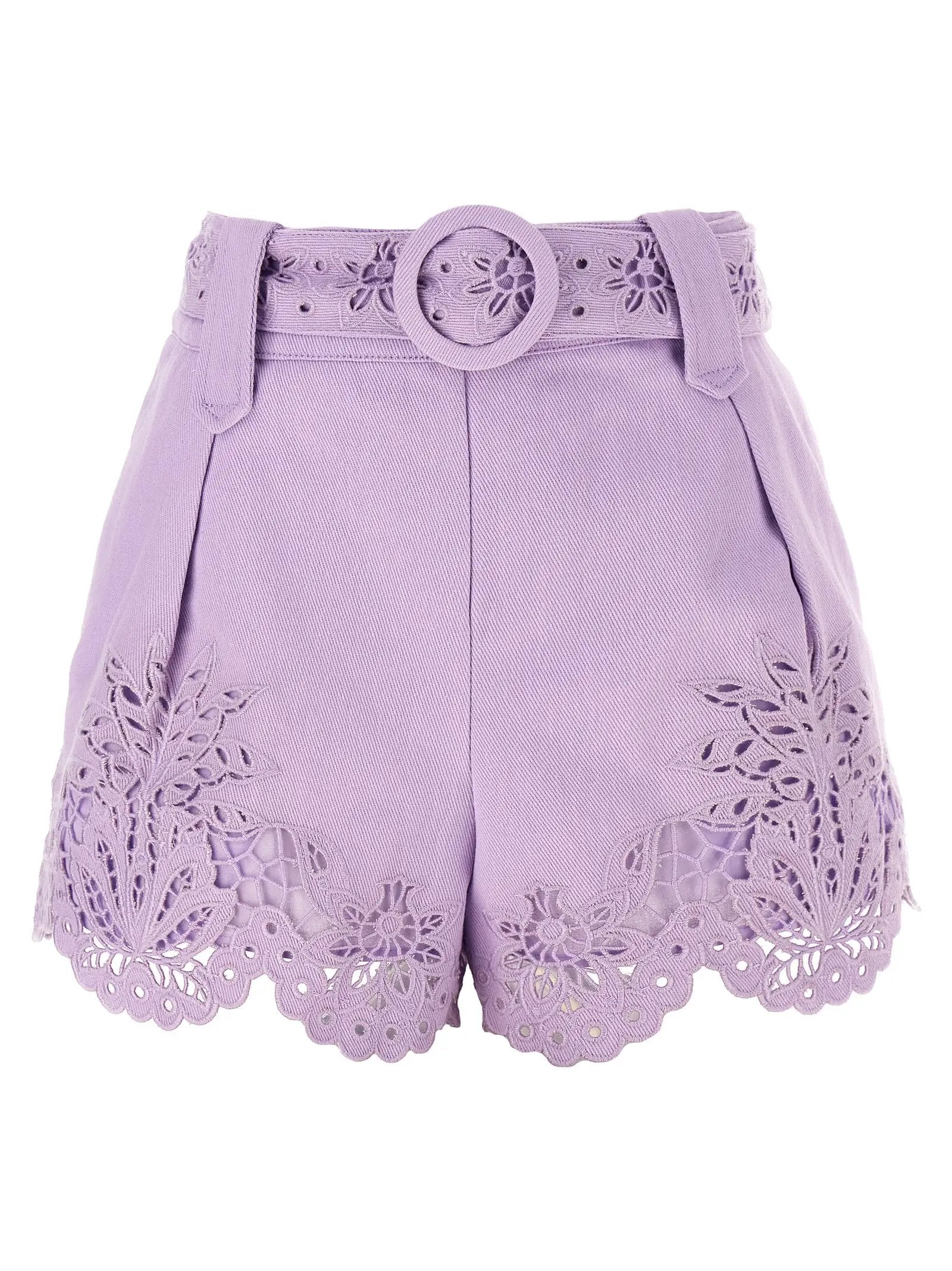 FARM RIO Purple Linen Bermuda Shorts