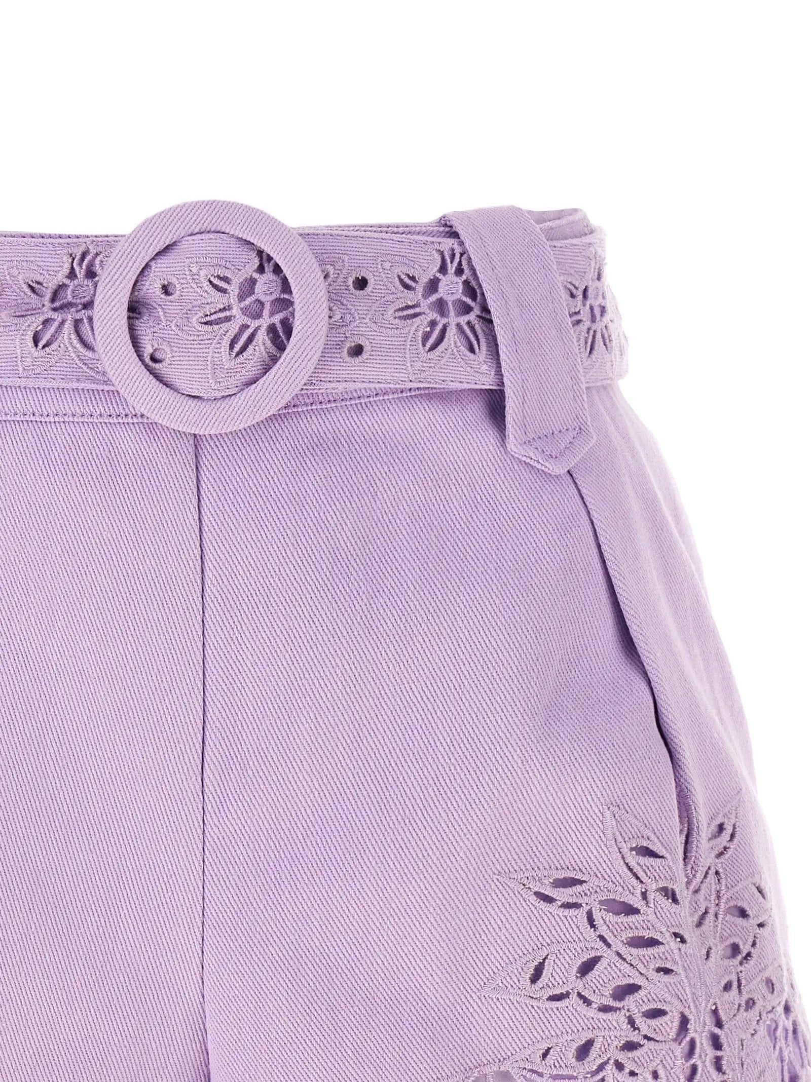 FARM RIO Purple Linen Bermuda Shorts