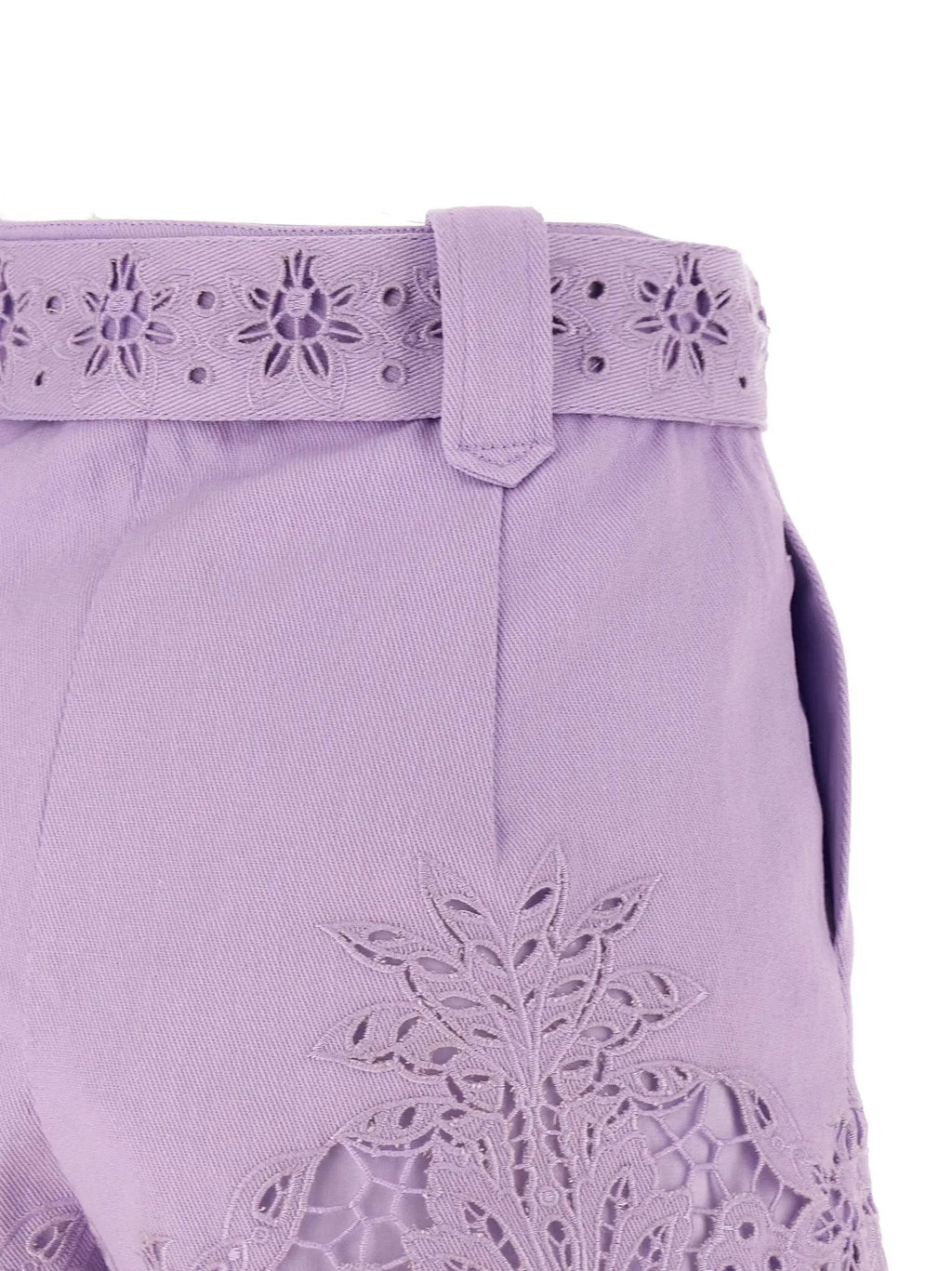 FARM RIO Purple Linen Bermuda Shorts