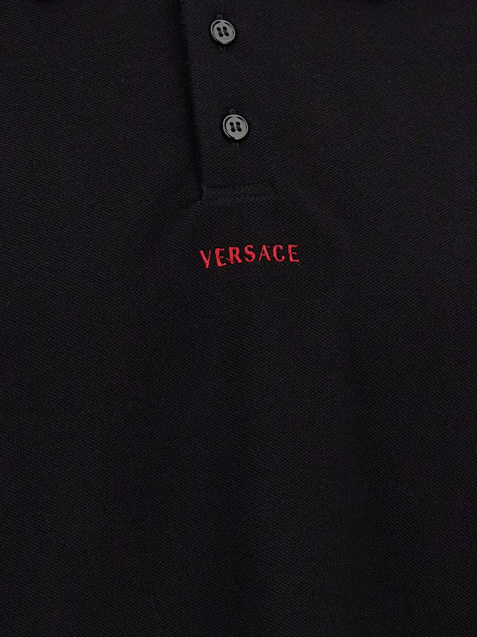 Versace Black Cotton Polo Shirt