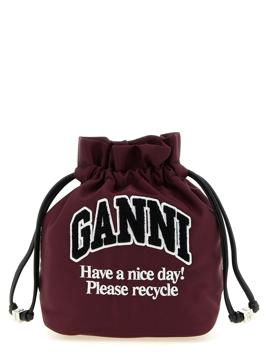 Ganni Bordeaux Recycled Polyamide Clutch Bag