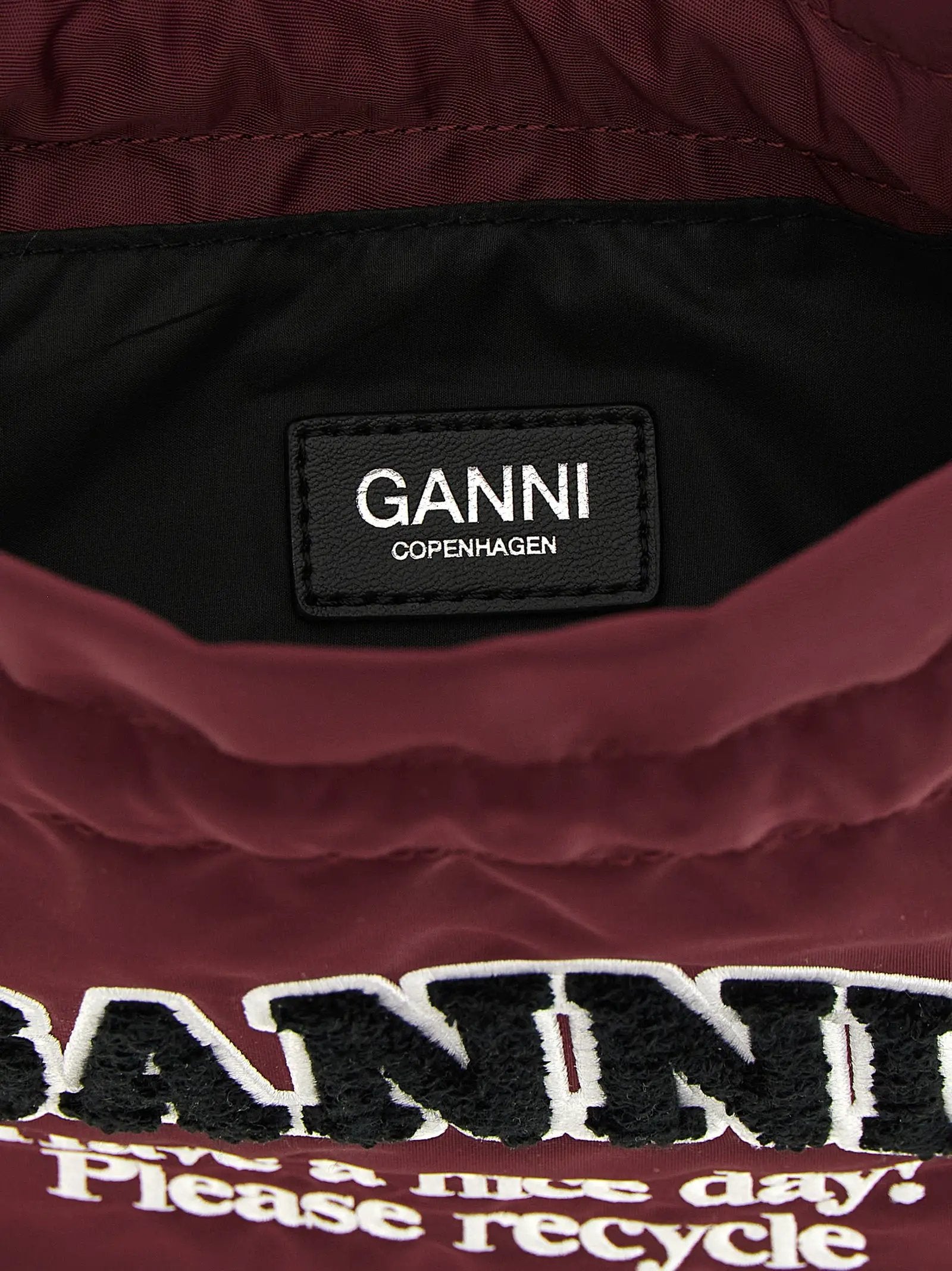 Ganni Bordeaux Recycled Polyamide Clutch Bag