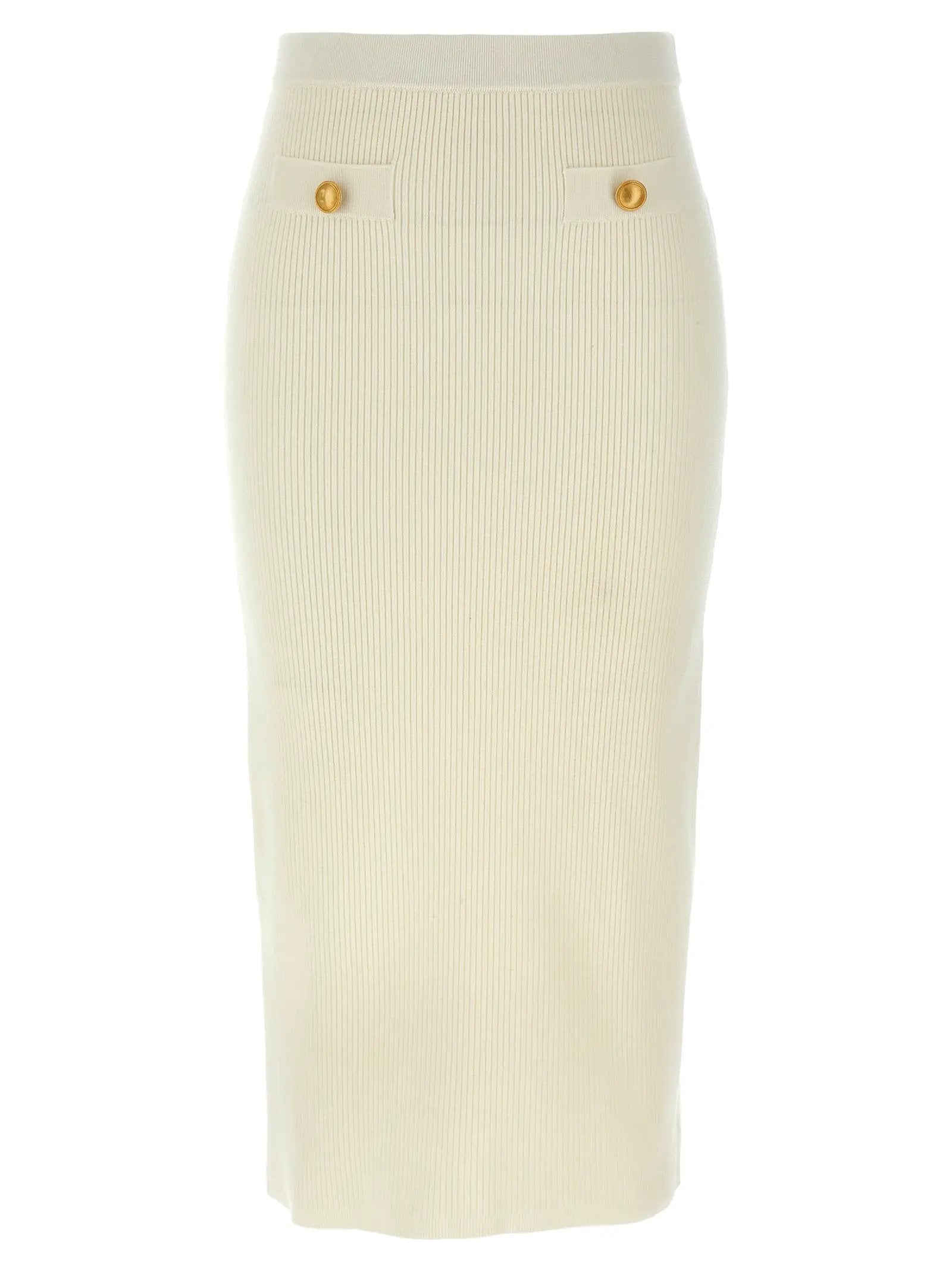 Alessandra Rich White Wool Midi Skirt