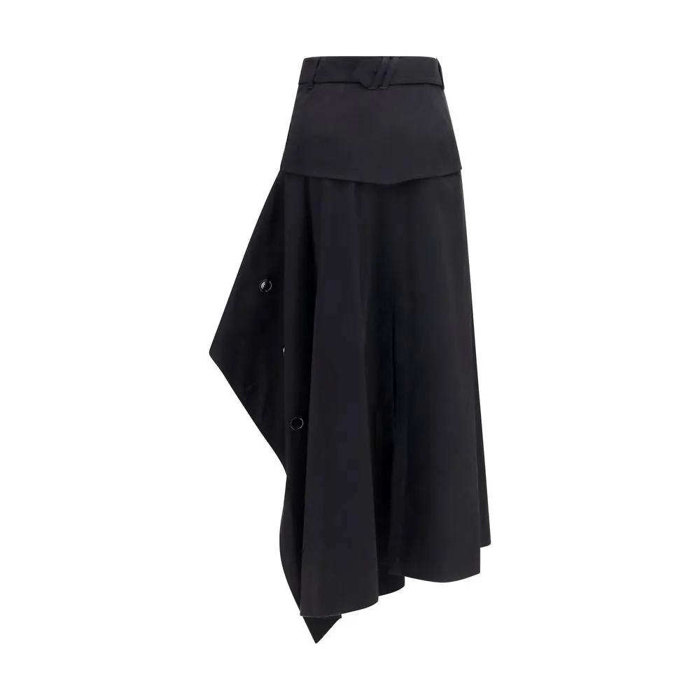 Burberry Black Cotton Long Skirt