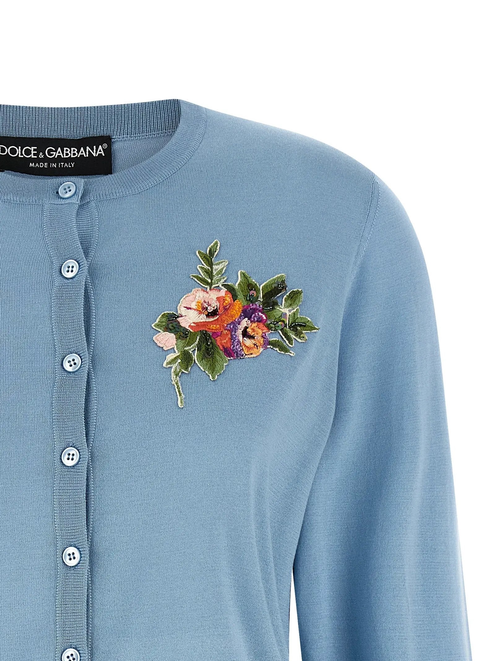 Cardigan en soie bleue Dolce & Gabbana