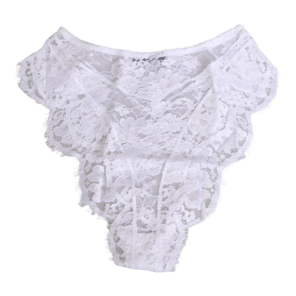 Culotte taille basse Dolce & Gabbana en dentelle florale blanche