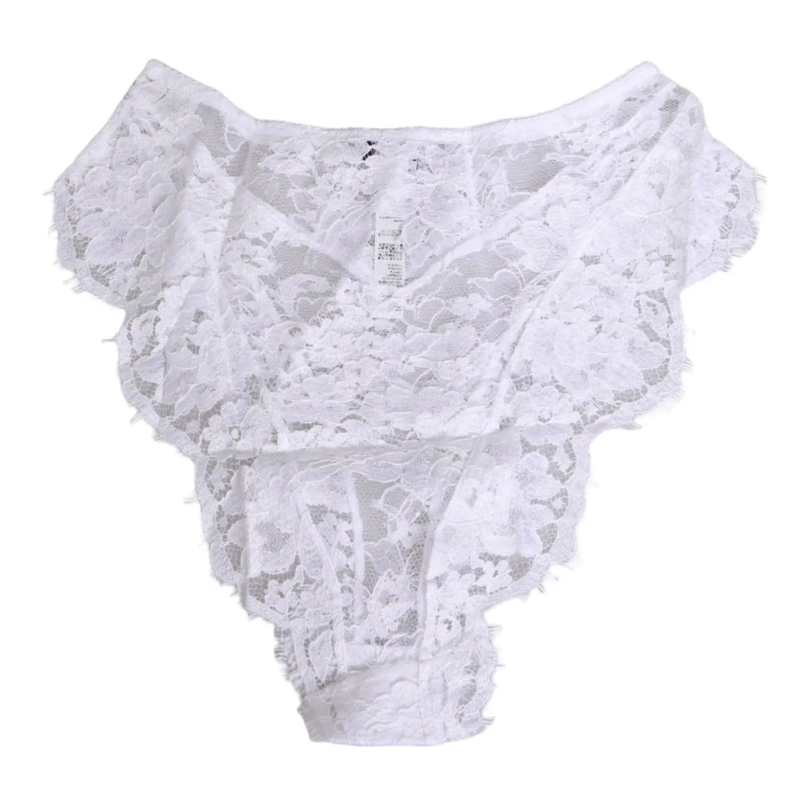 Culotte taille basse Dolce & Gabbana en dentelle florale blanche