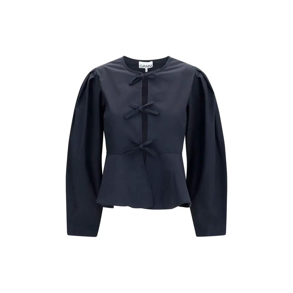 Ganni Black Cotton Blouse