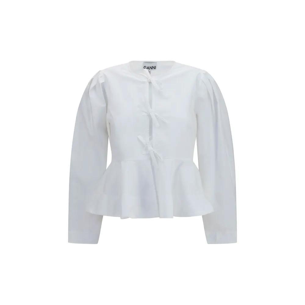 Ganni White Cotton Blouse